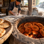 传统老面发酵土炉现贴大饼